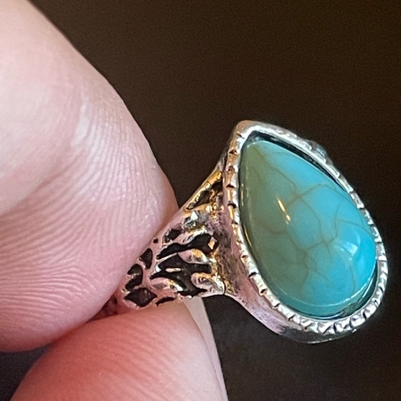 Water drop turquoise ring size 4 - Picture 6 of 9